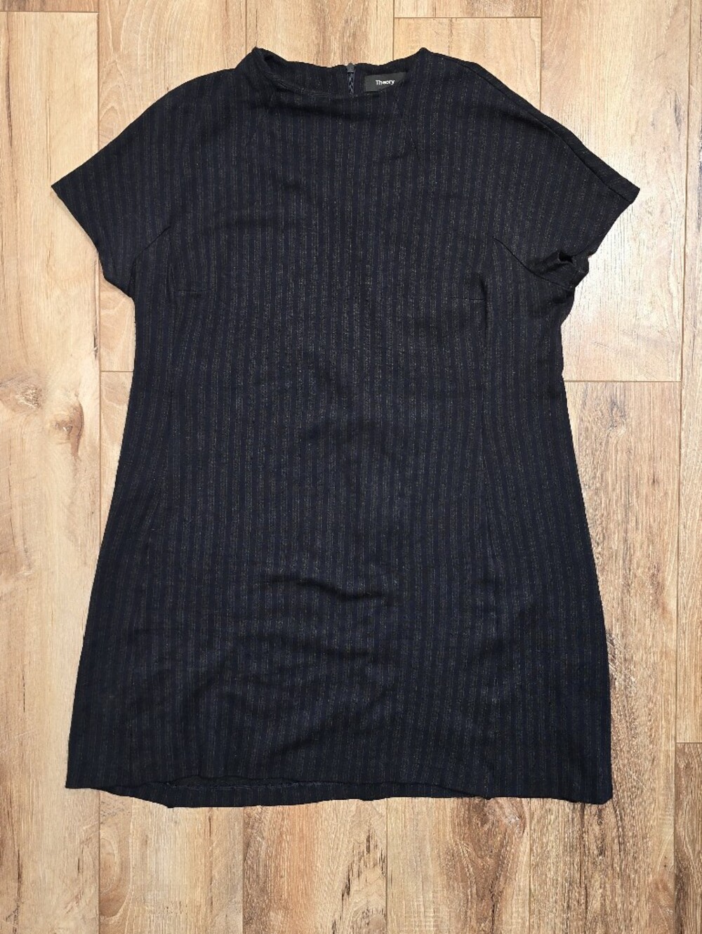 Theory Black Short-Sleeve Ribbed Mini Dress